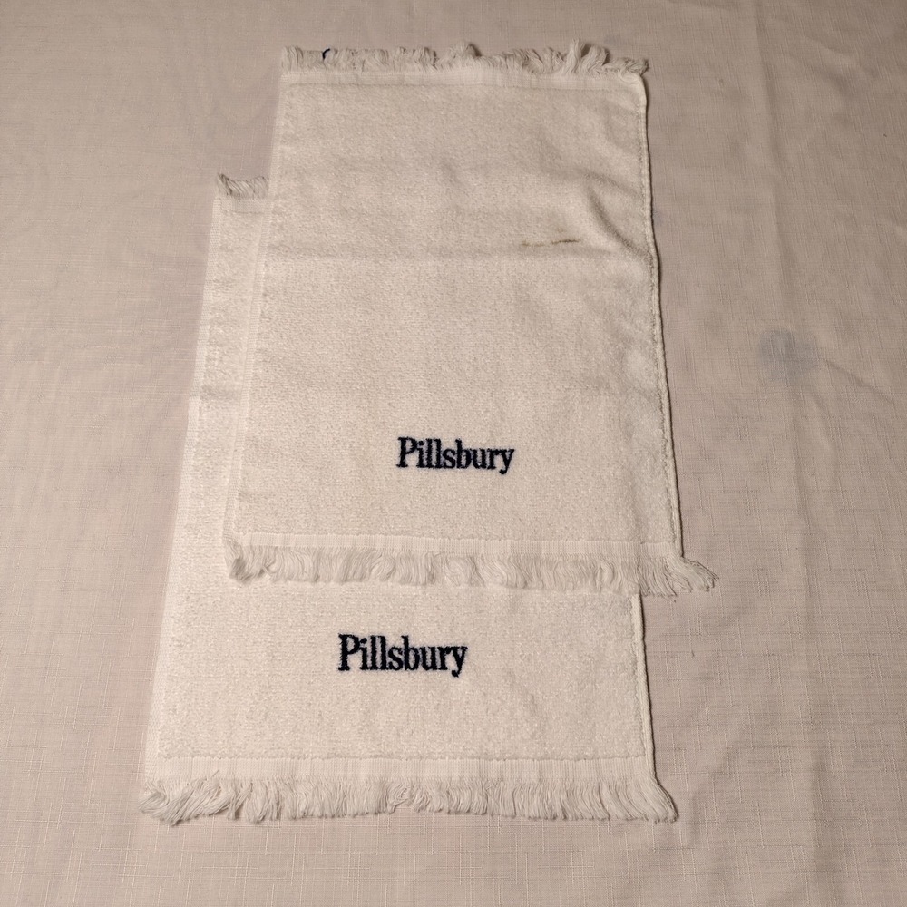 Pillsbury Blue White Kitchen Tea Towel Set of 2 - Light staining Noted - Vintage